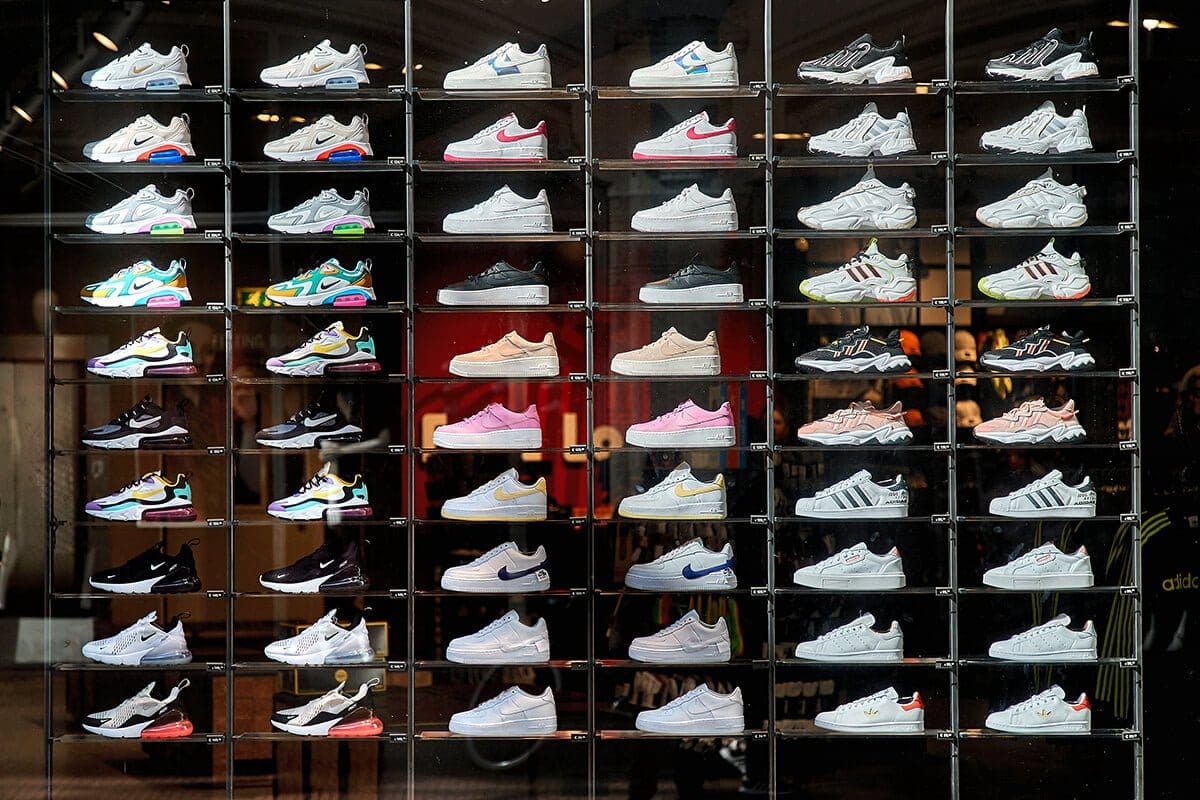 Trainers in window