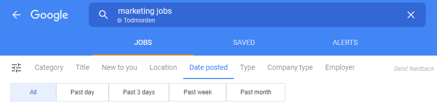 Google Job Search filters